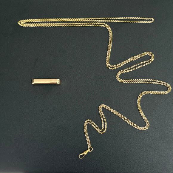 Victorian guard or watch chain 14k baby curblink with swivel dog clip 15.7g - Picture 1 of 4